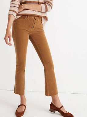 Madewell Mustard Yellow Stretch Corduroy Button-Fly Cali Demi-Boot Jeans SIZE 26